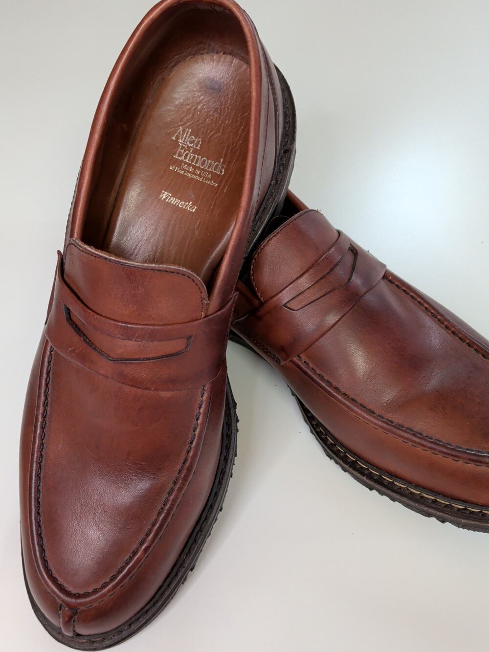 Brown Penny Loafers, Alen Edmonds Winnetka 11 EEE (wide)